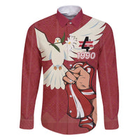 Latvia Restoration of Independence Day Family Matching Puletasi and Hawaiian Shirt Latvija 4th May with Dove