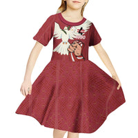 Latvia Restoration of Independence Day Kid Short Sleeve Dress Latvija 4th May with Dove