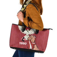 Latvia Restoration of Independence Day Leather Tote Bag Latvija 4th May with Dove