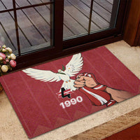 Latvia Restoration of Independence Day Rubber Doormat Latvija 4th May with Dove