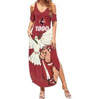 Latvia Restoration of Independence Day Summer Maxi Dress Latvija 4th May with Dove