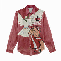 Latvia Restoration of Independence Day Women Casual Shirt Latvija 4th May with Dove