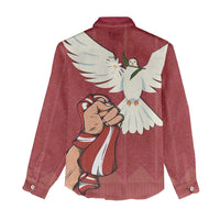 Latvia Restoration of Independence Day Women Casual Shirt Latvija 4th May with Dove