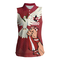 Latvia Restoration of Independence Day Women Sleeveless Polo Shirt Latvija 4th May with Dove