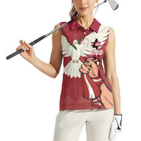Latvia Restoration of Independence Day Women Sleeveless Polo Shirt Latvija 4th May with Dove