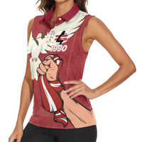 Latvia Restoration of Independence Day Women Sleeveless Polo Shirt Latvija 4th May with Dove