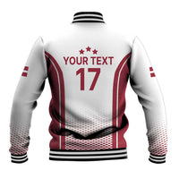 Latvia Basketball Custom Baseball Jacket White Latvian Pattern