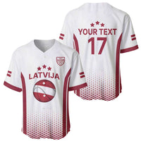 Latvia Basketball Custom Baseball Jersey White Latvian Pattern