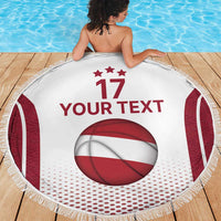 Latvia Basketball Custom Beach Blanket White Latvian Pattern