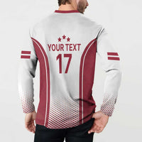 Latvia Basketball Custom Button Sweatshirt White Latvian Pattern