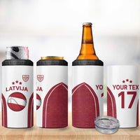 Latvia Basketball Custom 4 in 1 Can Cooler Tumbler White Latvian Pattern