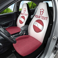 Latvia Basketball Custom Car Seat Cover White Latvian Pattern