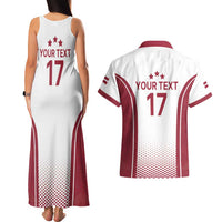 Latvia Basketball Custom Couples Matching Tank Maxi Dress and Hawaiian Shirt White Latvian Pattern