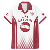 Latvia Basketball Custom Family Matching Mermaid Dress and Hawaiian Shirt White Latvian Pattern