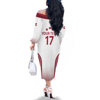 Latvia Basketball Custom Family Matching Off The Shoulder Long Sleeve Dress and Hawaiian Shirt White Latvian Pattern