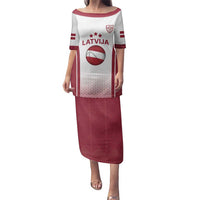 Latvia Basketball Custom Family Matching Puletasi and Hawaiian Shirt White Latvian Pattern