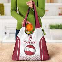 Latvia Basketball Custom Grocery Bag White Latvian Pattern