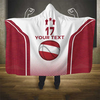 Latvia Basketball Custom Hooded Blanket White Latvian Pattern
