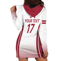 Latvia Basketball Custom Hoodie Dress White Latvian Pattern