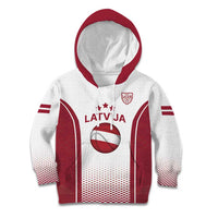 Latvia Basketball Custom Kid Hoodie White Latvian Pattern