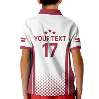 Latvia Basketball Custom Kid Polo Shirt White Latvian Pattern
