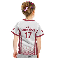 Latvia Basketball Custom Kid T Shirt White Latvian Pattern