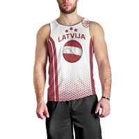 Latvia Basketball Custom Men Tank Top White Latvian Pattern