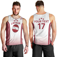 Latvia Basketball Custom Men Tank Top White Latvian Pattern