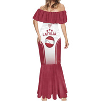 Latvia Basketball Custom Mermaid Dress White Latvian Pattern