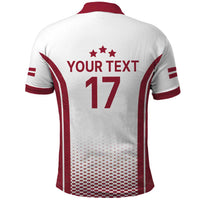Latvia Basketball Custom Polo Shirt White Latvian Pattern