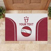Latvia Basketball Custom Rubber Doormat White Latvian Pattern