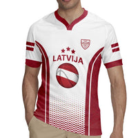 Latvia Basketball Custom Rugby Jersey White Latvian Pattern