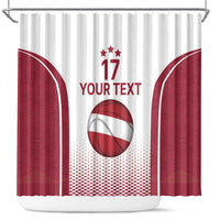 Latvia Basketball Custom Shower Curtain White Latvian Pattern