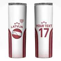 Latvia Basketball Custom Skinny Tumbler White Latvian Pattern