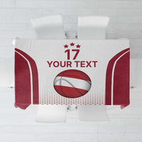 Latvia Basketball Custom Tablecloth White Latvian Pattern