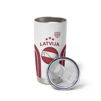 Latvia Basketball Custom Tumbler Cup White Latvian Pattern