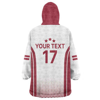 Latvia Basketball Custom Wearable Blanket Hoodie White Latvian Pattern