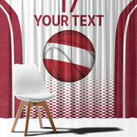 Latvia Basketball Custom Window Curtain White Latvian Pattern