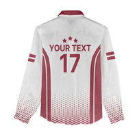 Latvia Basketball Custom Women Casual Shirt White Latvian Pattern