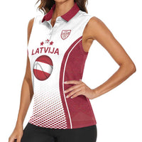 Latvia Basketball Custom Women Sleeveless Polo Shirt White Latvian Pattern