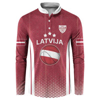 Latvia Basketball Custom Button Sweatshirt Red Latvian Pattern