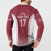 Latvia Basketball Custom Button Sweatshirt Red Latvian Pattern