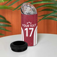 Latvia Basketball Custom 4 in 1 Can Cooler Tumbler Red Latvian Pattern