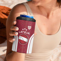 Latvia Basketball Custom 4 in 1 Can Cooler Tumbler Red Latvian Pattern