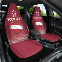Latvia Basketball Custom Car Seat Cover Red Latvian Pattern