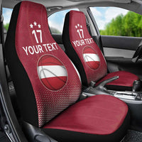 Latvia Basketball Custom Car Seat Cover Red Latvian Pattern