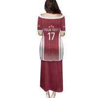 Latvia Basketball Custom Family Matching Puletasi and Hawaiian Shirt Red Latvian Pattern