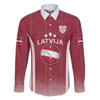 Latvia Basketball Custom Family Matching Summer Maxi Dress and Hawaiian Shirt Red Latvian Pattern