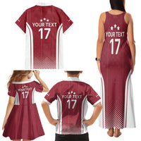 Latvia Basketball Custom Family Matching Tank Maxi Dress and Hawaiian Shirt Red Latvian Pattern