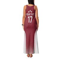 Latvia Basketball Custom Family Matching Tank Maxi Dress and Hawaiian Shirt Red Latvian Pattern